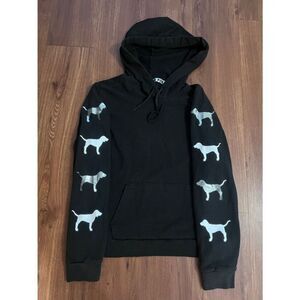 Victoria's Secret Pink Dog Hoodie Black HTF Large